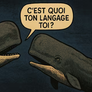 Des scientifiques ont découvert chez les cachalots un système de communication bien plus complexe et structuré qu’on ne l’imaginait. © CB avec IA ChatGPT
