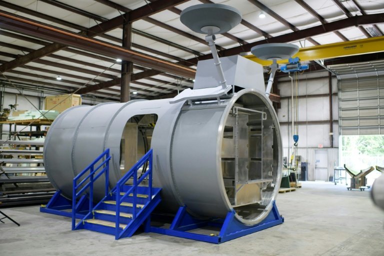 Une maquette du module HALO (Habitation and Logistics Outpost) de Gateway est exposé au centre Gateway de Houston, au Texas, le 5 août 2022 (AFP/Archives - Mark Felix)