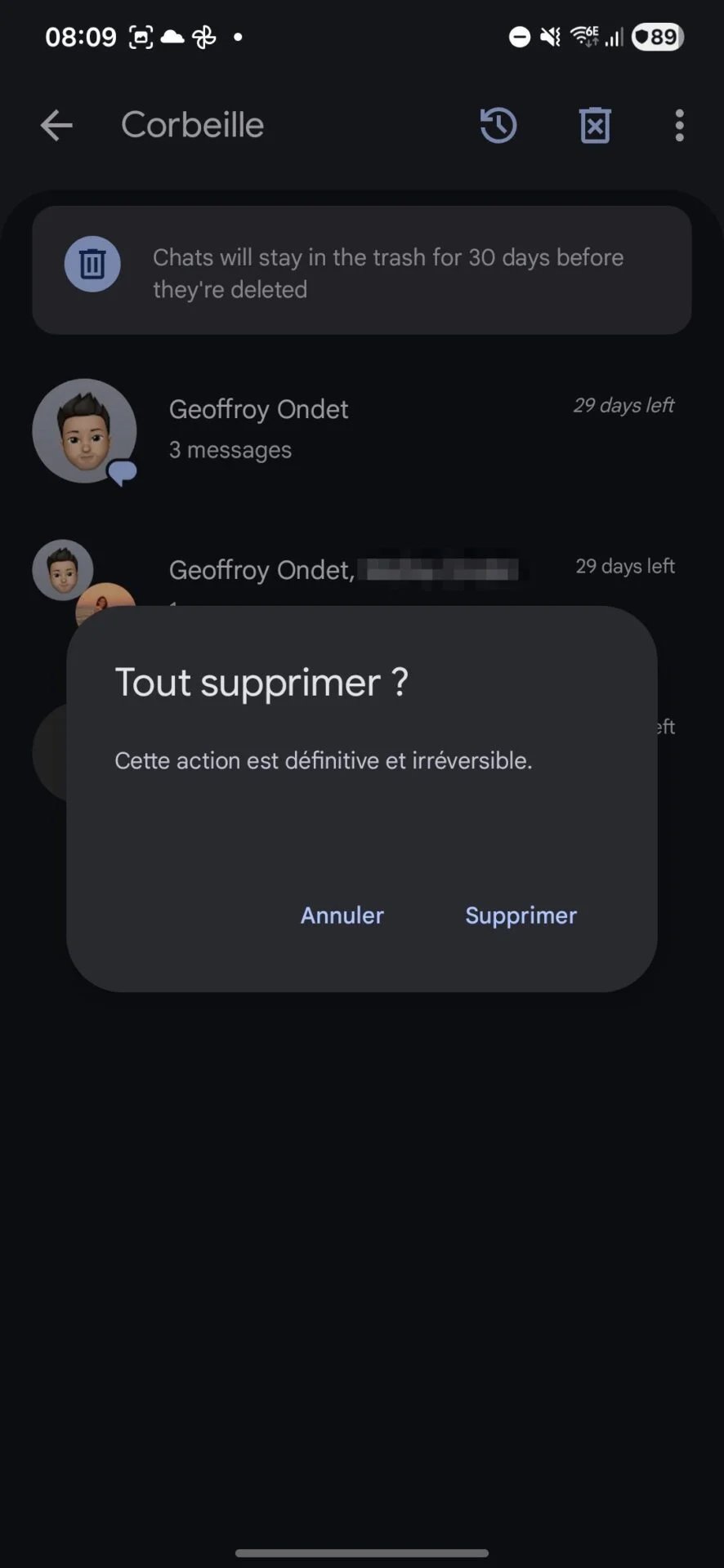 Google Messages Corbeille 7