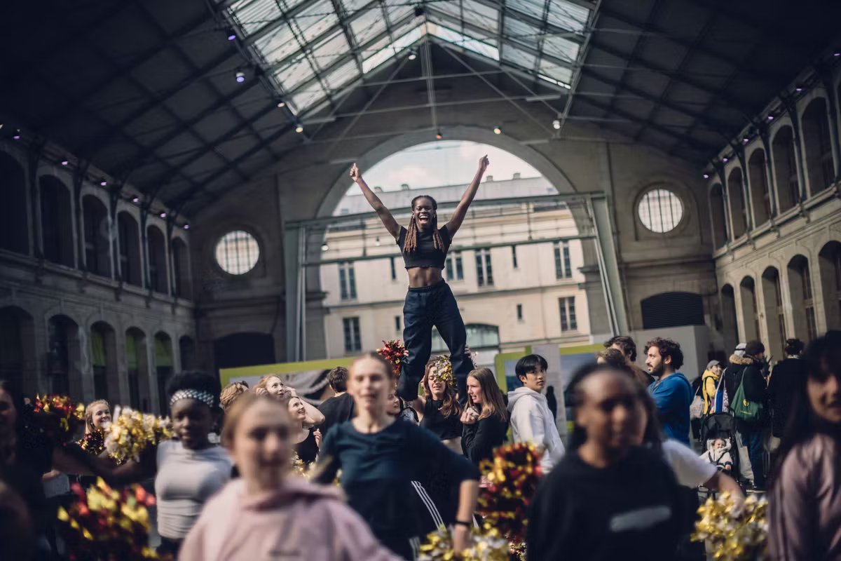 Au Centquatre (Paris 19ᵉ), lors d’une répétition des United Panthers, une équipe de pom-pom girls de la faculté de médecine de l’Université Paris Cité.