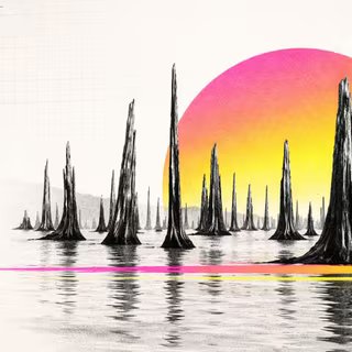 Le risque de puissant séisme et de tsunami est réel au large de l'Amérique du Nord. En cause : la zone de subduction de Cascadia. Forêt fantôme en illustration. © XD