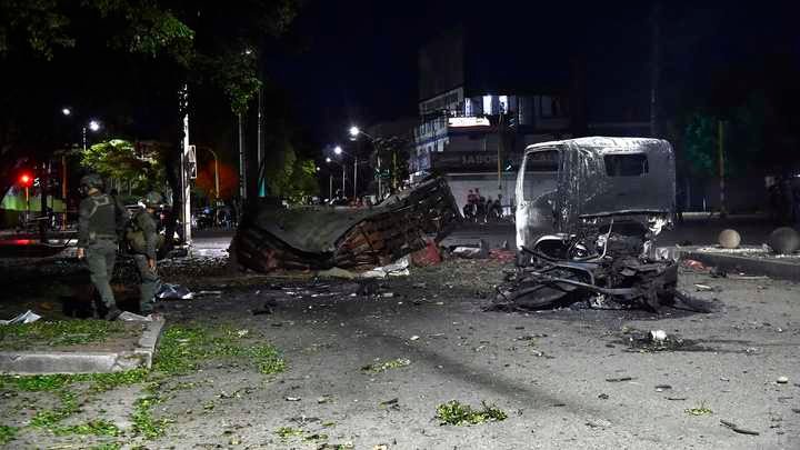 Au moins 11 blessés dans l'explosion d'un camion piégé en Colombie, à six jours de l'investiture du président pro-Trump 1 Les lieux de l'explosion, à Cucuta, en Colombie le 1er août 2026. (SCHNEYDER MENDOZA / AFP)
